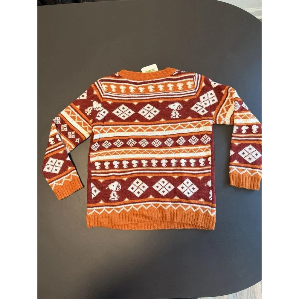 NWT Peanuts Snoopy Autumn Sweater -Size 6 Kids Fall Leaves Thanksgiving Knit